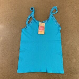 Emme Jordan Women's Size S/M Blue Ribbed Knit Lace Trim Cami Tank Top NWT